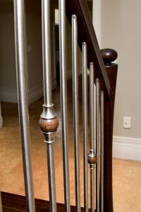 Stainless Plain W Alternating Wood Ball Custom Post W Wengle Rail 3